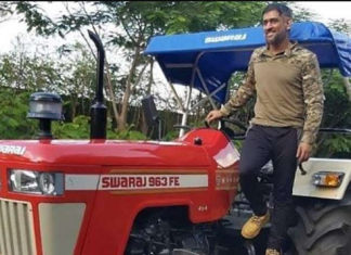Dhoni with his Swaraj tractor