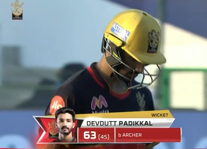 Padikkal dismissed for 63 runs