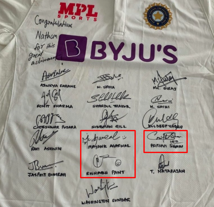 Fans decode the hidden message in the signed jersey gifted to Nathan Lyon