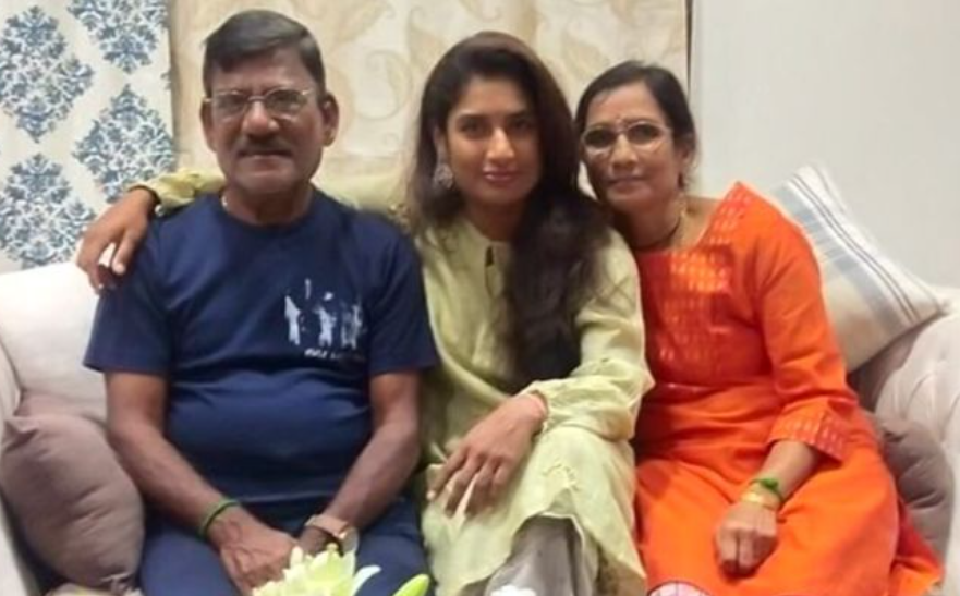 Mithali Raj with her father(Dorai Raj) and with her mother(Leela Raj)