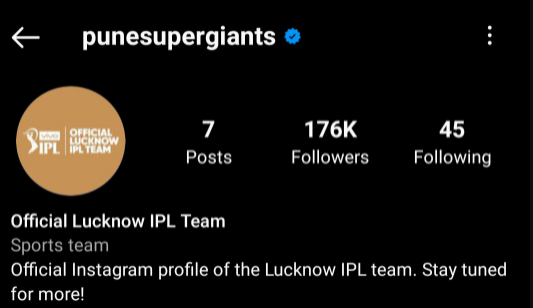 Lucknow IPL Team Instagram Account