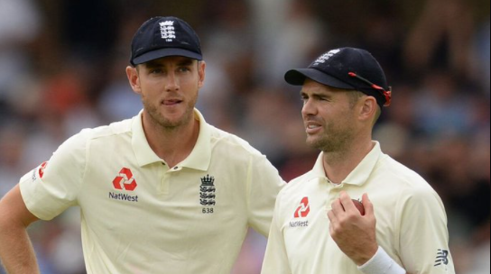 Stuart Broad (left) with James Anderson