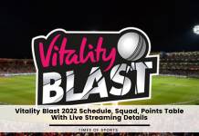 Vitality T20 Blast 2022 Schedule, Squad and points table