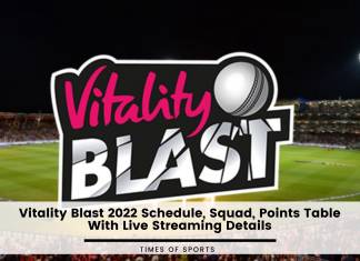Vitality T20 Blast 2022 Schedule, Squad and points table