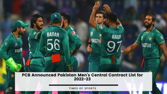 Pakistan Men's Central Contract List for 2022-23