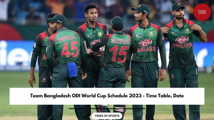 Bangladesh ODI World Cup Schedule 2023