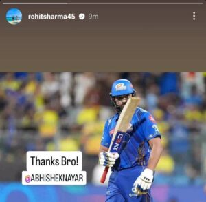 Rohit Sharma Instagram story for Abhishek Nayar
