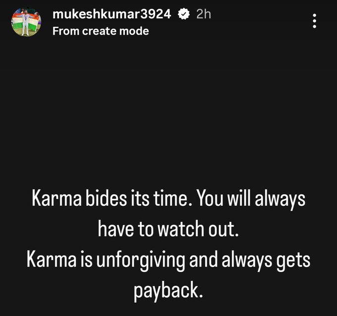 Mukesh Kumar's post on India Cricket Team