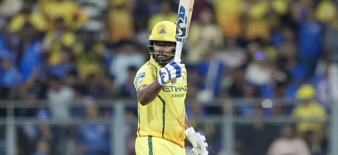 Sanju Samson Hits Century as CSK post 207/6 Against Mumbai Indians